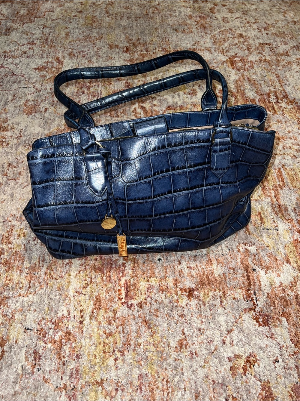 GILL Navy Croc-Embossed Tote Bag - Women